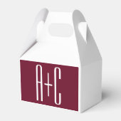 Initialen voor eenvoudige paren | White en Bourgog Bedankdoosjes (Voorkant Zijde)