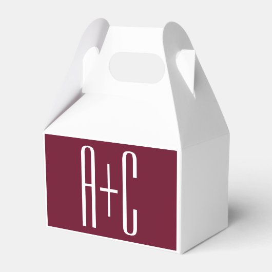 Initialen voor eenvoudige paren | White en Bourgog Bedankdoosjes (Voorkant Zijde)