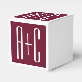 Initialen voor eenvoudige paren | White en Bourgog Bedankdoosjes (Voorkant Zijde)