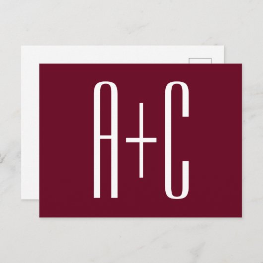 Initialen voor eenvoudige paren | White en Bourgog Briefkaart (Voorkant / Achterkant)