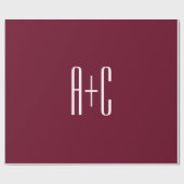 Initialen voor eenvoudige paren | White en Bourgog Cadeaupapier (Vlak)
