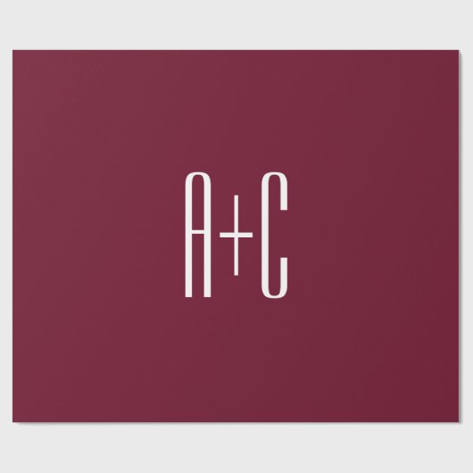 Initialen voor eenvoudige paren | White en Bourgog Cadeaupapier (Vlak)