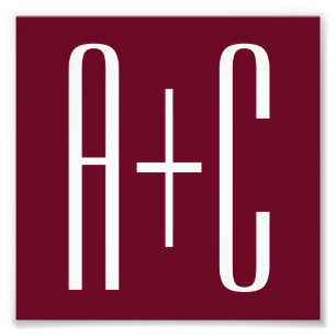 Initialen voor eenvoudige paren White en Bourgog Foto Afdruk