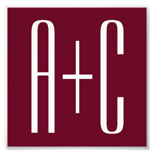 Initialen voor eenvoudige paren | White en Bourgog Foto Afdruk (Voorkant)