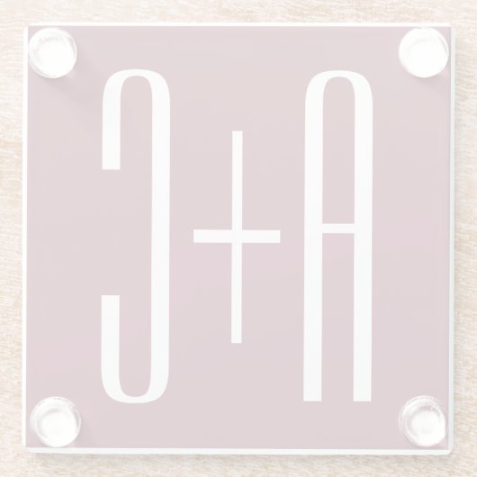 Initialen voor eenvoudige paren | White en Bourgog Glazen Onderzetter (Achterkant)