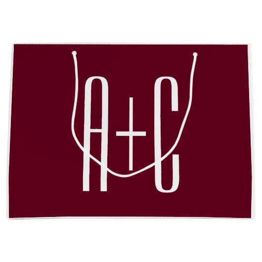 Initialen voor eenvoudige paren | White en Bourgog Groot Cadeauzakje (Voorkant)