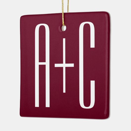 Initialen voor eenvoudige paren | White en Bourgog Keramisch Ornament (Links)