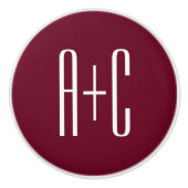 Initialen voor eenvoudige paren | White en Bourgog Keramische Knop (Voorkant)