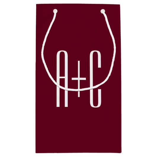 Initialen voor eenvoudige paren | White en Bourgog Klein Cadeauzakje (Achterkant)