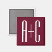 Initialen voor eenvoudige paren | White en Bourgog Magneet (Voorkant / Achterkant)