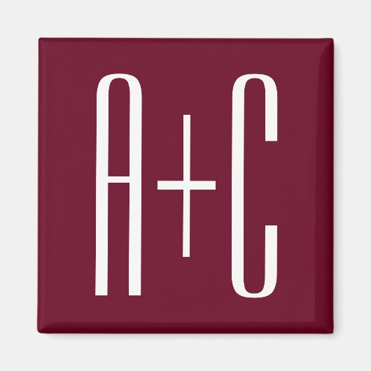 Initialen voor eenvoudige paren | White en Bourgog Magneet (Voorkant)