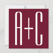 Initialen voor eenvoudige paren | White en Bourgog Magnetische Uitnodiging (Voorkant)