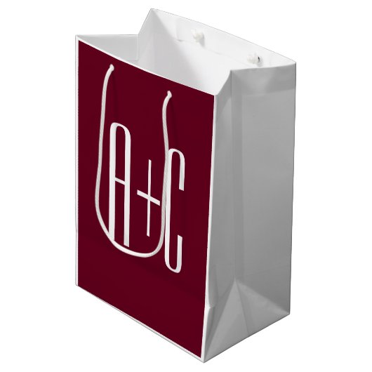 Initialen voor eenvoudige paren | White en Bourgog Medium Cadeauzakje (Voorkant Gekanteld)