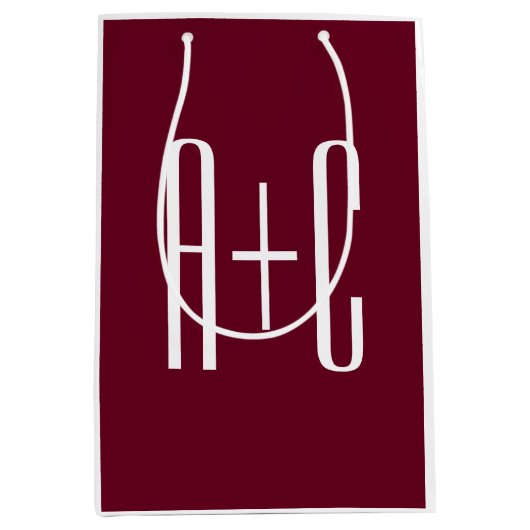 Initialen voor eenvoudige paren | White en Bourgog Medium Cadeauzakje (Voorkant)