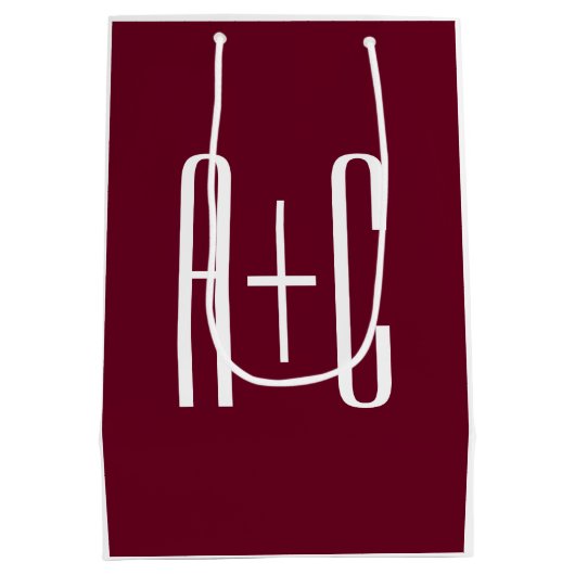 Initialen voor eenvoudige paren | White en Bourgog Medium Cadeauzakje (Achterkant)