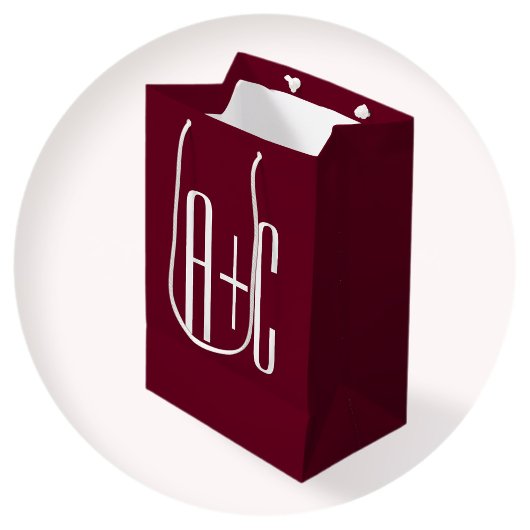 Initialen voor eenvoudige paren | White en Bourgog Medium Cadeauzakje