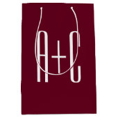 Initialen voor eenvoudige paren | White en Bourgog Medium Cadeauzakje (Voorkant)