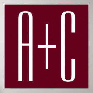 Initialen voor eenvoudige paren   White en Bourgog Poster