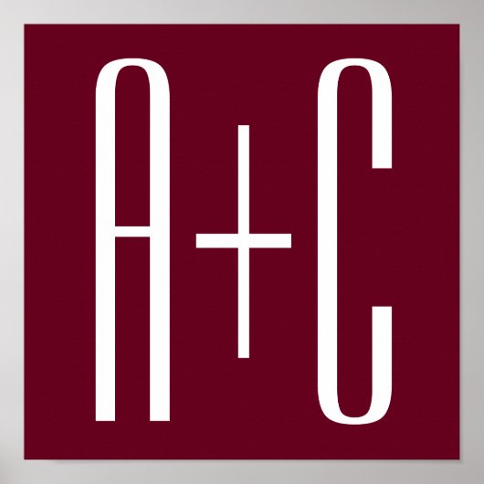 Initialen voor eenvoudige paren | White en Bourgog Poster (Voorkant)
