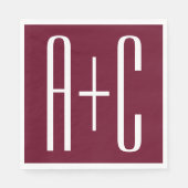 Initialen voor eenvoudige paren | White en Bourgog Servet (Voorkant)