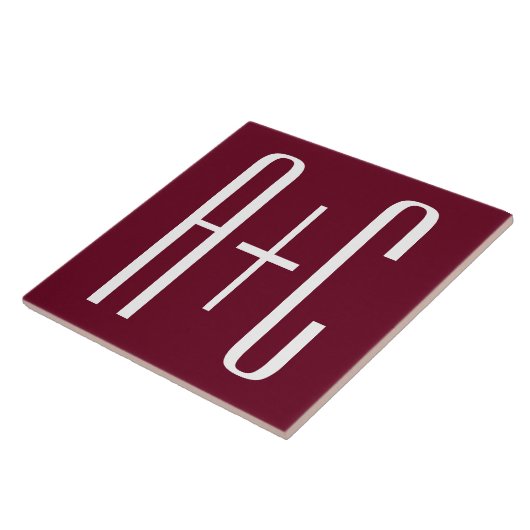 Initialen voor eenvoudige paren | White en Bourgog Tegeltje (Zijkant)