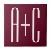 Initialen voor eenvoudige paren | White en Bourgog Tegeltje (Voorkant)