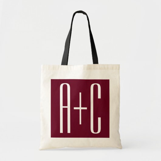 Initialen voor eenvoudige paren | White en Bourgog Tote Bag (Voorkant)