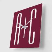 Initialen voor eenvoudige paren | White en Bourgog Vierkante Klok (Hoek)