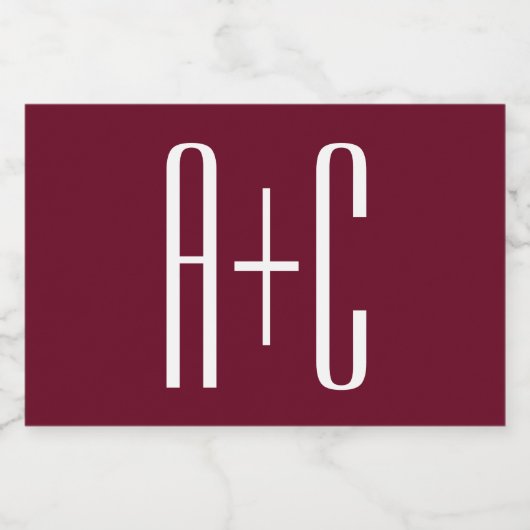 Initialen voor eenvoudige paren | White en Bourgog Voedselcontainer Etiket (Enkel label)