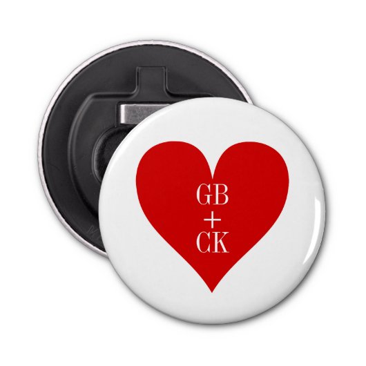 Initialen voor flesopening Lover Button Flesopener (Voorkant)