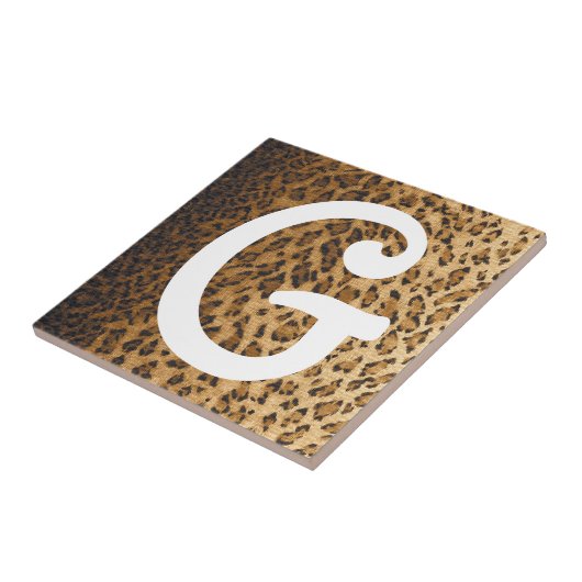 Initialen voor G-monogram afdrukken van luipaard Tegeltje (Zijkant)