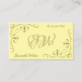 Initialen voor gouden  hoeken voor e-mail op crème visitekaartje