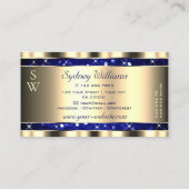 Initialen voor gouden oceaanblauw visitekaartje (Achterkant)