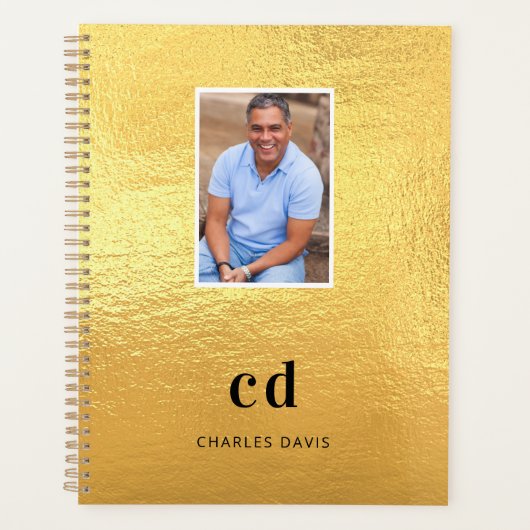 Initialen voor goudmetaalfotomonogram 2023 planner (Voorkant)