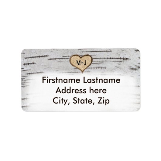 Initialen voor het hart van de boomstam van de Bir Etiket (Voorkant)