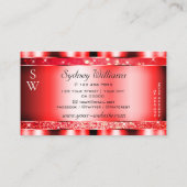 Initialen voor het vangen van oogvis Rood Glitter  Visitekaartje (Achterkant)