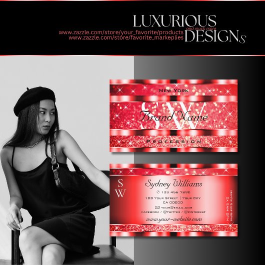 Initialen voor het vangen van oogvis Rood Glitter  Visitekaartje