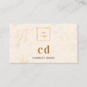 Initialen voor marmer gold monogram Qr code logo Visitekaartje (Voorkant)