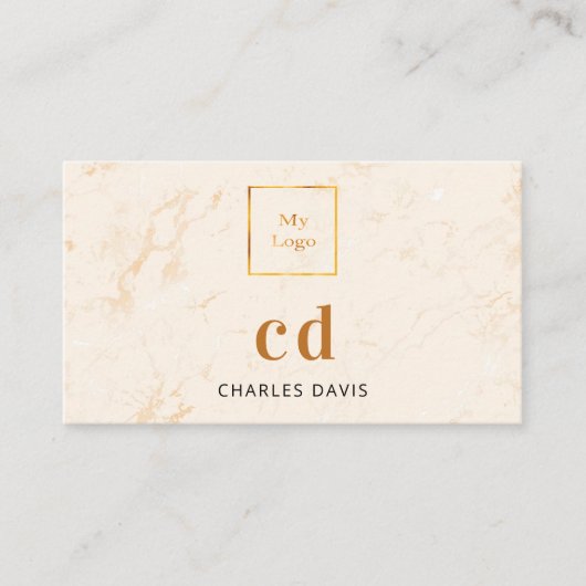 Initialen voor marmer gold monogram Qr code logo Visitekaartje (Voorkant)