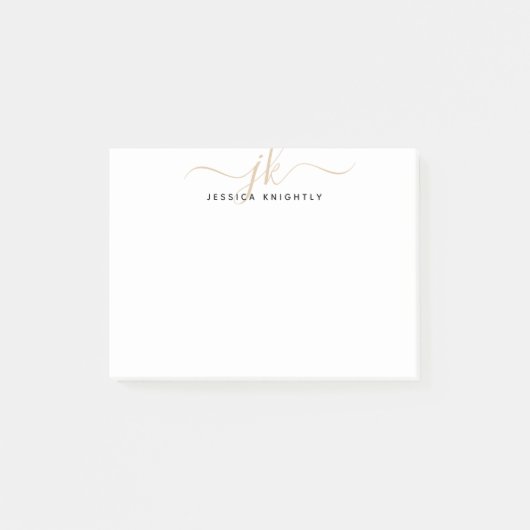 Initialen voor modern script Gold Minimal Post-it® Notes (Voorkant)