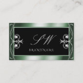 Initialen voor ornamental Black Green Sparkle Diam Visitekaartje (Voorkant)