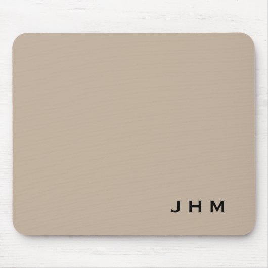 Initialen voor professionele beige en zwarte monog muismat (Voorkant)
