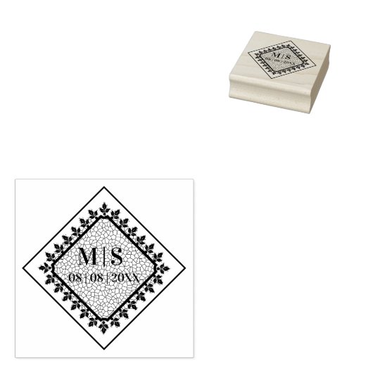 Initialen voor sierdoeleinden verfijnd rubberstempel (Gestempeld)