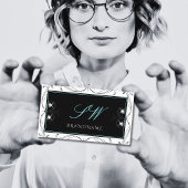 Initialen voor sierzwarte witte mousserende diaman visitekaartje