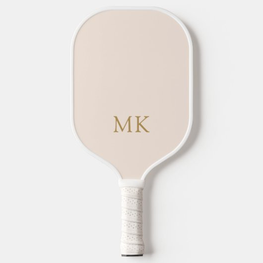 Initialen voor speciaal uitgelijnd bleekroze goudm pickleball paddle (Voorkant)