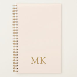 Initialen voor speciaal uitgelijnd bleekroze goudm planner