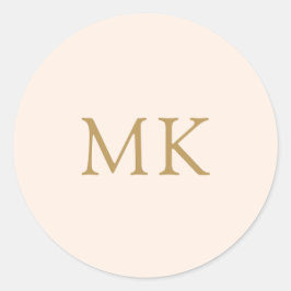 Initialen voor speciaal uitgelijnd bleekroze goudm ronde sticker