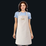 Initialen voor speciaal uitgelijnd bleekroze goudm schort<br><div class="desc">Gepersonaliseerde Blush Pink Gold Monogram Initialen Apron. Een prachtig ontwerp met rijke antiek honinggoud met dubbele initiaal monogram tekst op bleke zwarte roze. Pas je eigen tekst aan. Ideaal voor thuis of op het werk. We nodigen je uit om onze winkel te bezoeken, Simon & Grace, voor het matchen van...</div>
