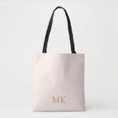 Initialen voor speciaal uitgelijnd bleekroze goudm tote bag (Voorkant)