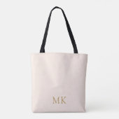 Initialen voor speciaal uitgelijnd bleekroze goudm tote bag (Achterkant)